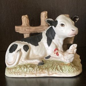 Vintage Porcelain Homco Cow Sculpture #1469